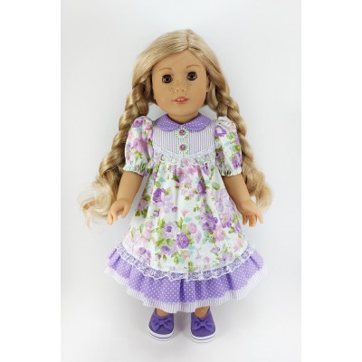 Dress for doll AG 18 " purple, made of cotton fabric