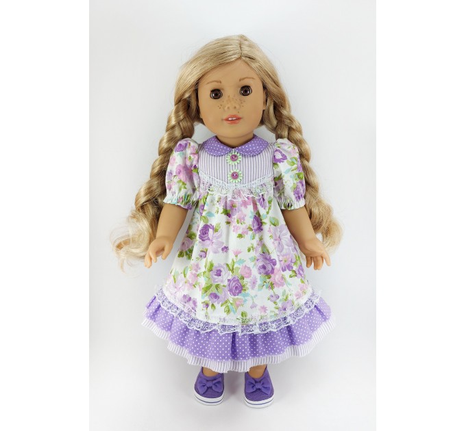 Dress for doll AG 18 " purple, made of cotton fabric